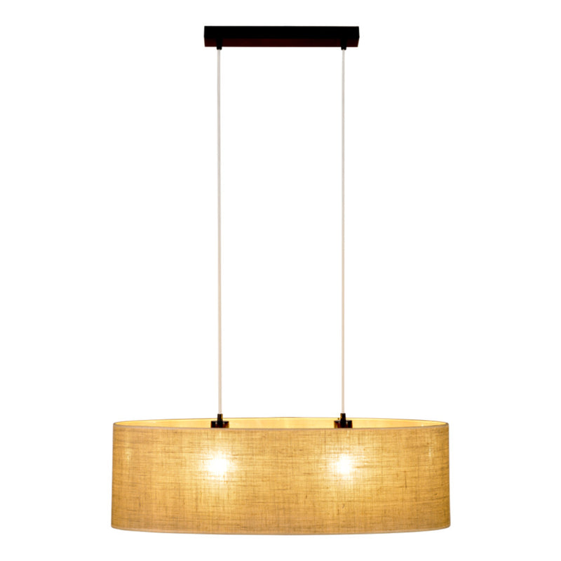 Jute Pendant Lamp 2xE27 Max.40W Black/Transparent PVC/Beige