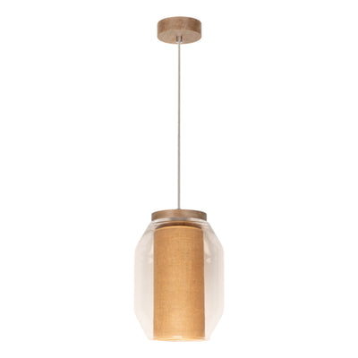 Vaso Jute Pendant Lamp 1xE27 Max.25W LED Oiled Oak/Transparent PVC/Transparent/Beige