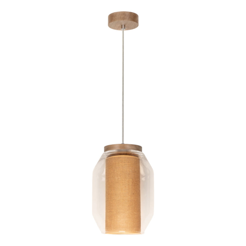 Vaso Jute Pendant Lamp 1xE27 Max.25W LED Oiled Oak/Transparent PVC/Transparent/Beige