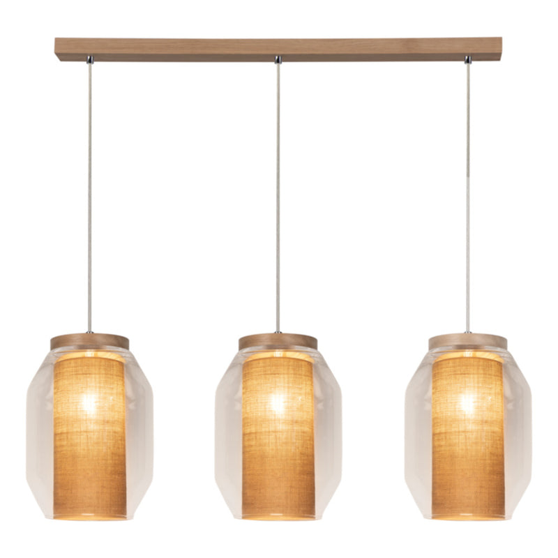 Britop Lighting Vaso Jute 3L lineær ophængt loftslampe, B 85cm