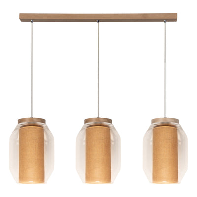 Vaso Jute Pendant Lamp 3xE27 Max.25W LED Oiled Oak/Transparent PVC/Transparent/Beige