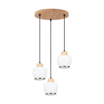 Rondas Pendant Lamp 3xE14 Max.40W Oiled Oak/Black PVC/White Patina