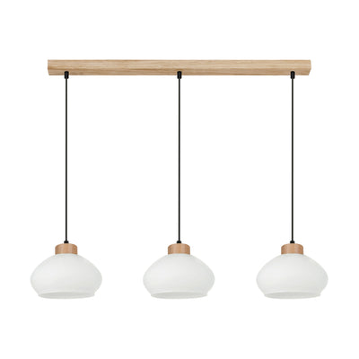 Trilas Pendant Lamp 3xE27 Max.60W Oiled Oak/Black PVC/White