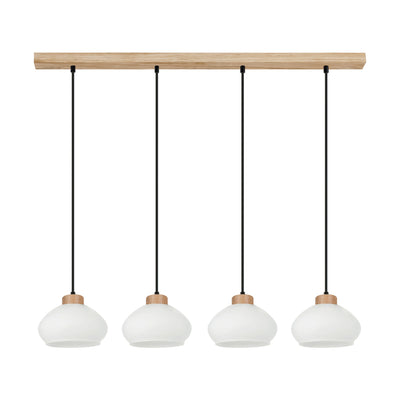 Trilas Pendant Lamp 4xE27 Max.60W Oiled Oak/Black PVC/White