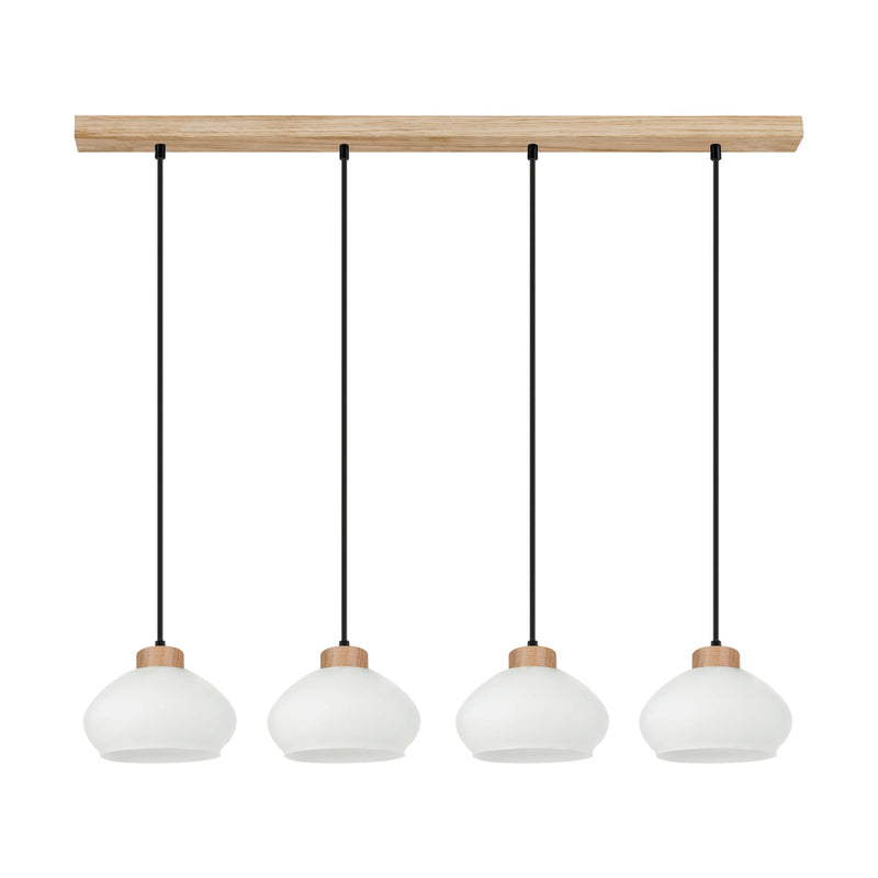 Trilas Pendant Lamp 4xE27 Max.60W Oiled Oak/Black PVC/White