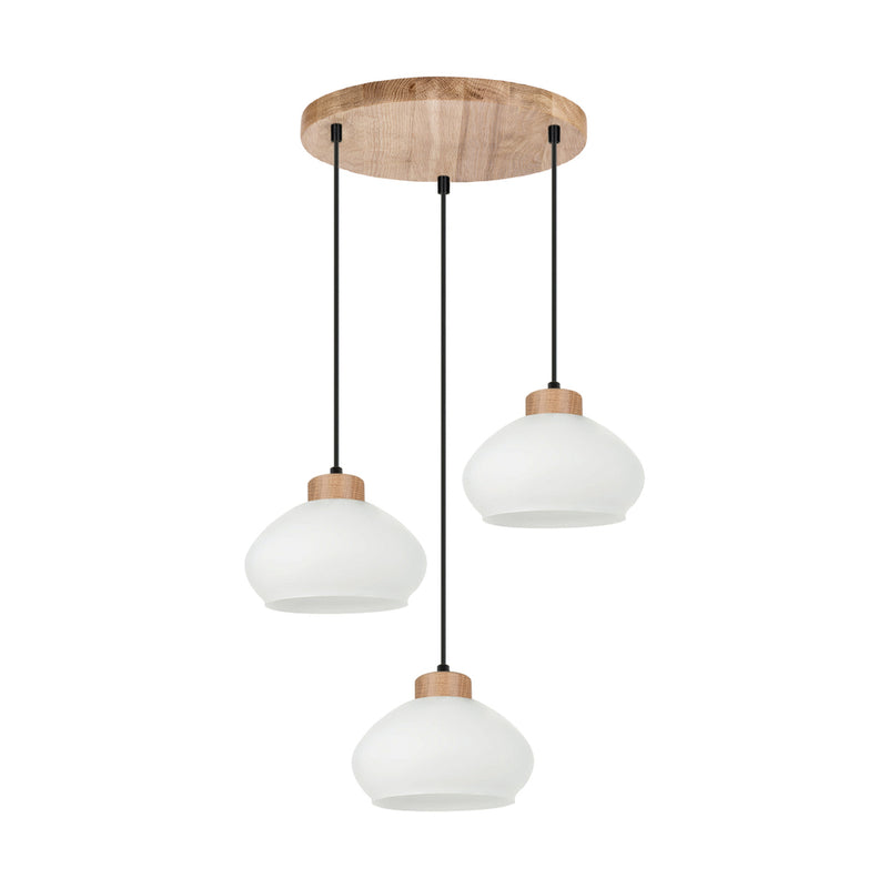 Trilas Pendant Lamp 3xE27 Max.60W Oiled Oak/Black PVC/White