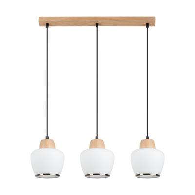 Rondas Pendant Lamp 3xE14 Max.40W Oiled Oak/Black PVC/White Patina