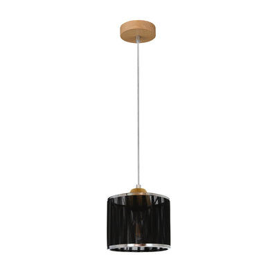 Anina Pendant 1xE14 Max.25 Oiled Oak / Transparent PVC / Black-Chrome