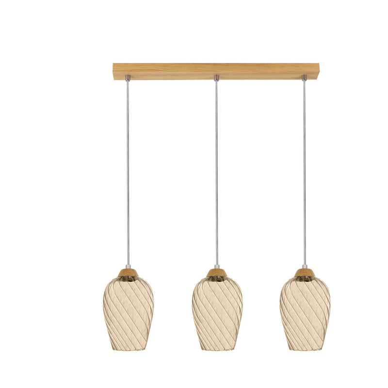 Minevra Pendant Lamp 3xE14 Max.40W Oiled Oak/Transparent PVC/Brown