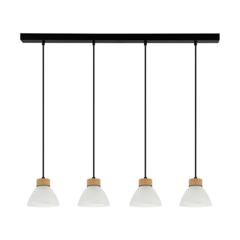 Prahas Pendant 4xE14 Max.40W Black / Black PVC / Oiled Oak / White