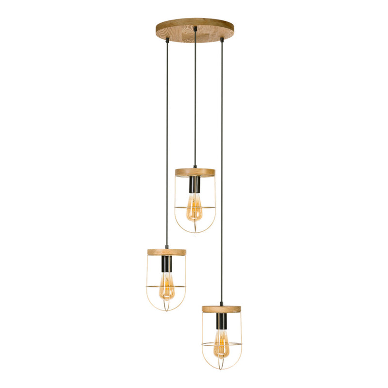 Netuno Pendant 3xE27 Max.60W Stained Pine/Black/Gold