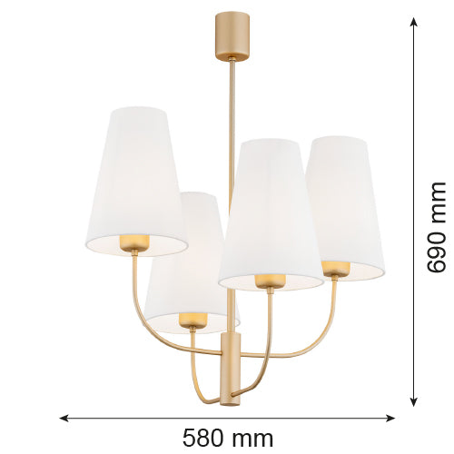 Argon Safiano 4L chandelier E27 H 69cm