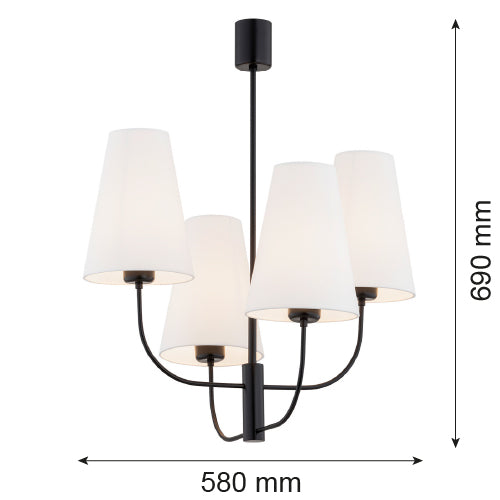 Argon Safiano 4L chandelier E27 H 69cm
