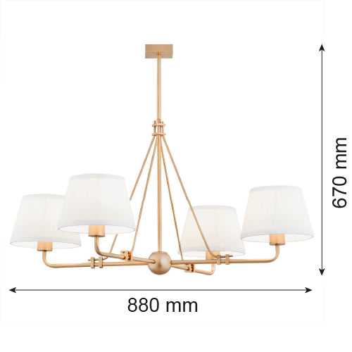 Argon Atrani 4L chandelier E27 H 67cm