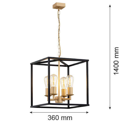 Argon Monzano 4L pendant lamp E27 H 140cm