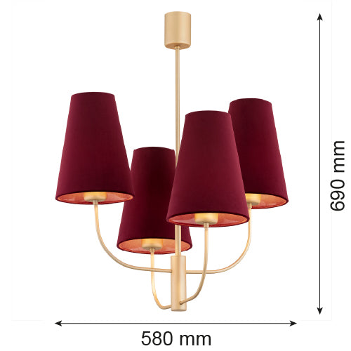 Argon Safiano 4L chandelier E27 H 69cm