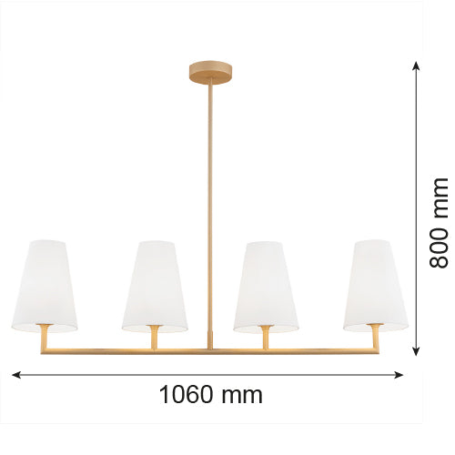 Argon Safiano 4L linear suspension pendant lamp E27 H 80cm