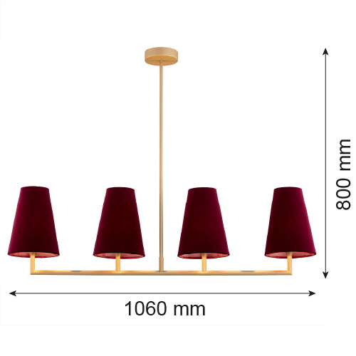 Argon Safiano 4L linear suspension pendant lamp E27 H 80cm