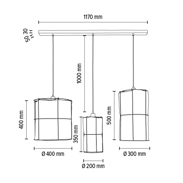 Britop Lighting Marinero 3L linear suspension ceiling lamp E27, W 117cm