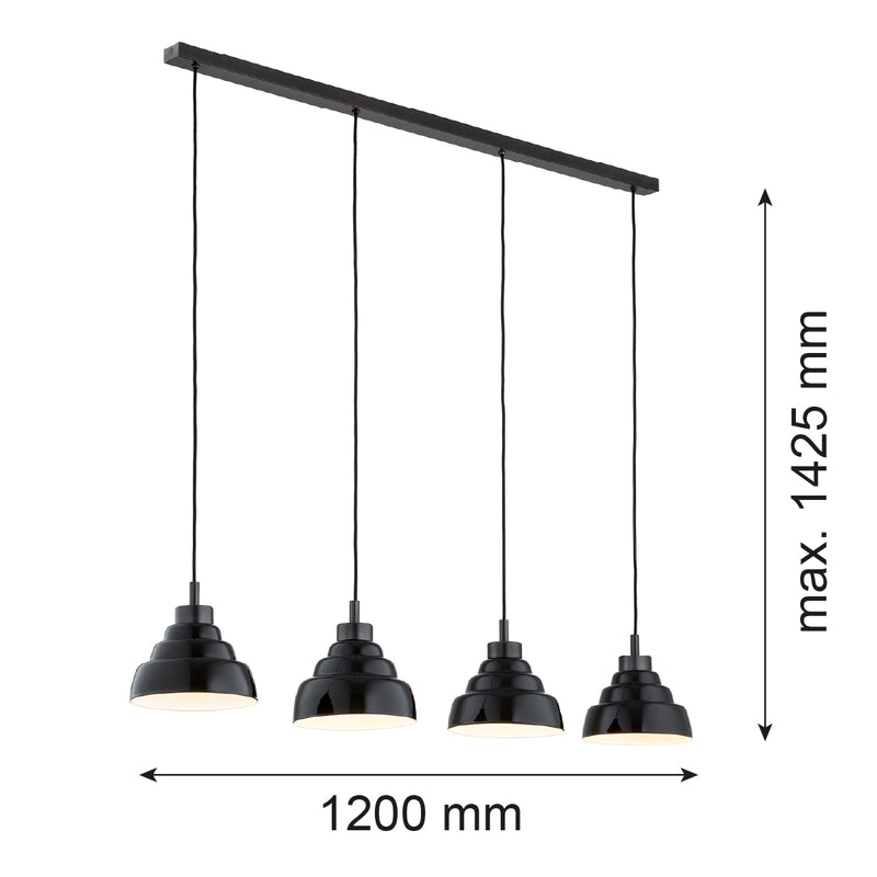 Argon Ventura 4L linear suspension pendant lamp E27 W 120cm