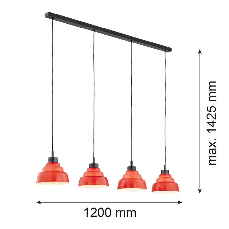 Argon Ventura 4L linear suspension pendant lamp E27 W 120cm