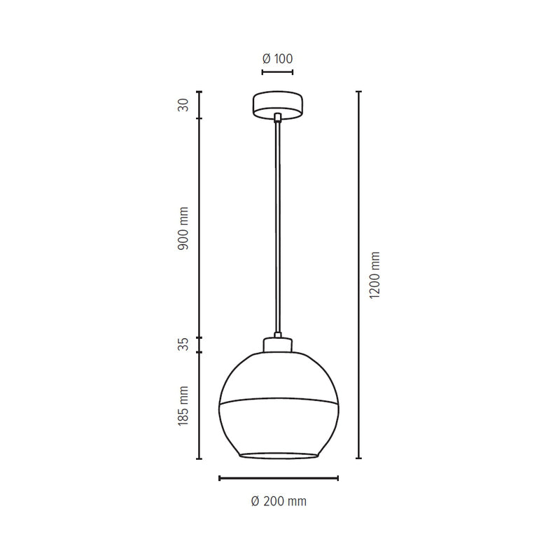 Linea Pendant Lamp 1xE27 Max.60W Oiled Oak/Transparent/Frosted