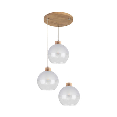 Linea Pendant Lamp 3xE27 Max.60W Oiled Oak/Transparent/Frosted