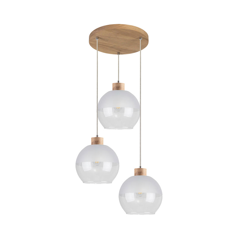 Linea Pendant Lamp 3xE27 Max.60W Oiled Oak/Transparent/Frosted