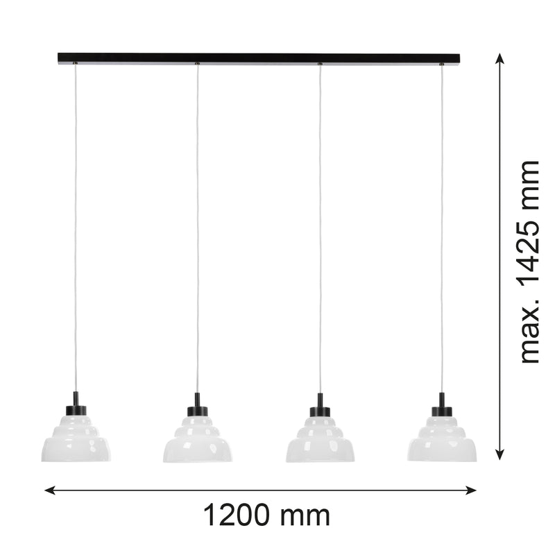 Argon Ventura 4L linear suspension pendant lamp E27 W 120cm