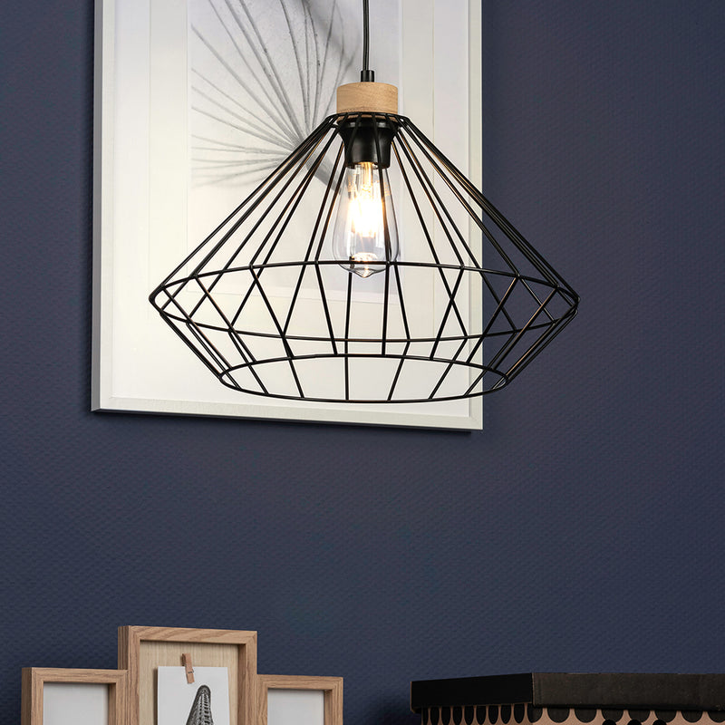 Raquelle Pendant Lamp 1xE27 Max.60W Black/Oiled Oak/Black/Black