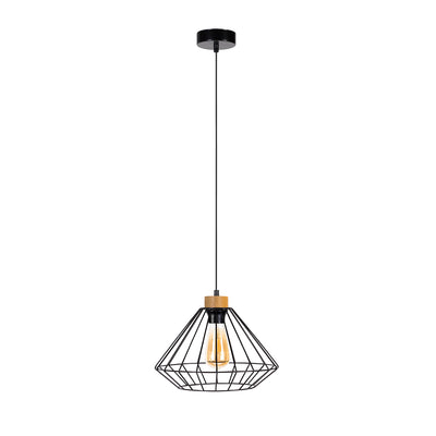 Raquelle Pendant Lamp 1xE27 Max.60W Black/Oiled Oak/Black/Black