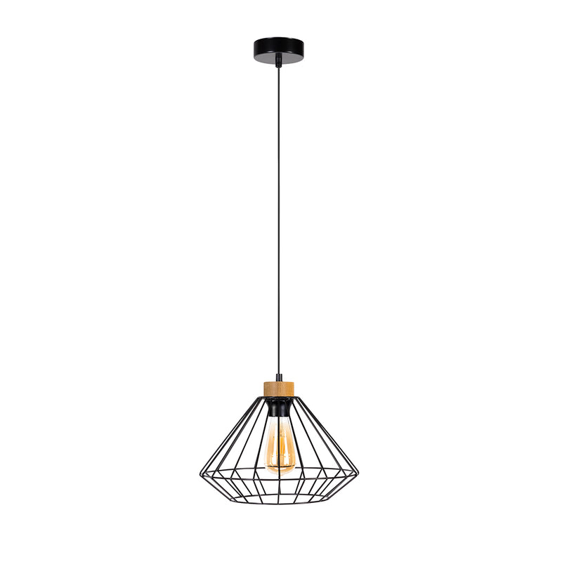 Raquelle Pendant Lamp 1xE27 Max.60W Black/Oiled Oak/Black/Black