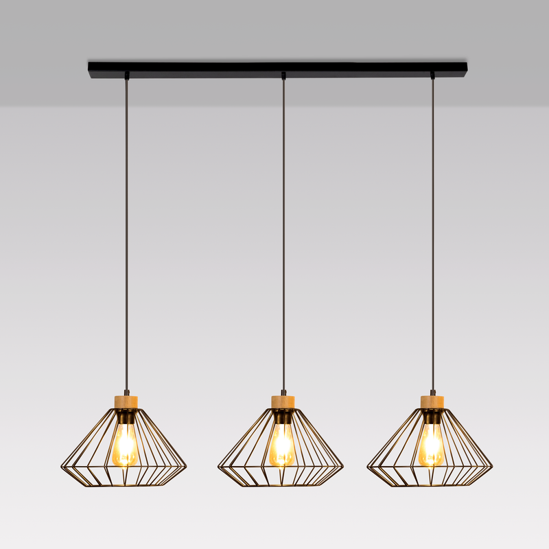 Britop Lighting Raquelle 3L linear suspension ceiling lamp E27, W 117cm