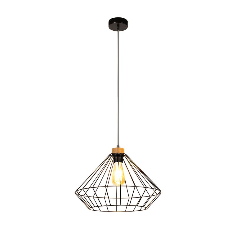 Raquelle Pendant Lamp 1xE27 Max.60W Black/Oiled Oak/Black/Black