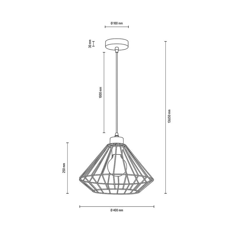 Raquelle Pendant Lamp 1xE27 Max.60W Black/Oiled Oak/Black/Black