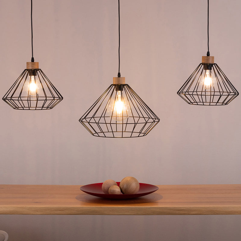 Raquelle Pendant Lamp 1xE27 Max.60W Black/Oiled Oak/Black/Black