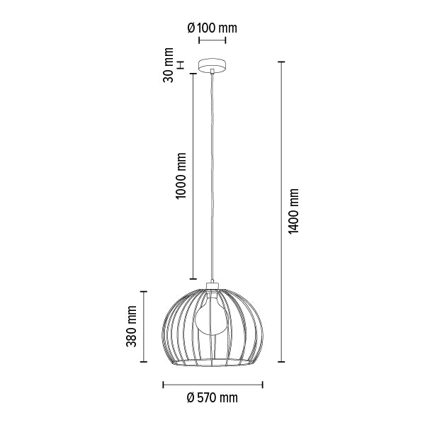 Britop Lighting Coop 1L riippuvalaisin E27 musta, D 57cm