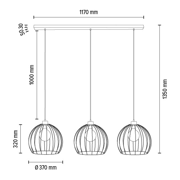 Britop Lighting Coop 3L linear suspension ceiling lamp E27 W 117cm