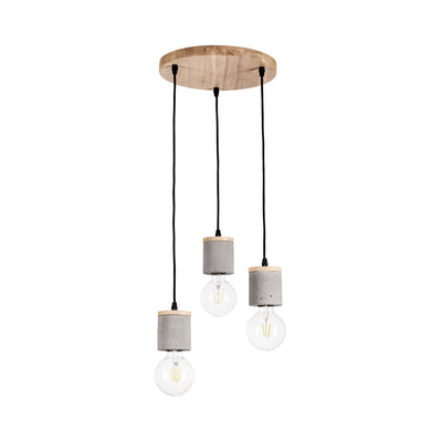 Cesar Pendant 3xE27 Max.60W Oiled Oak/Black/Gray