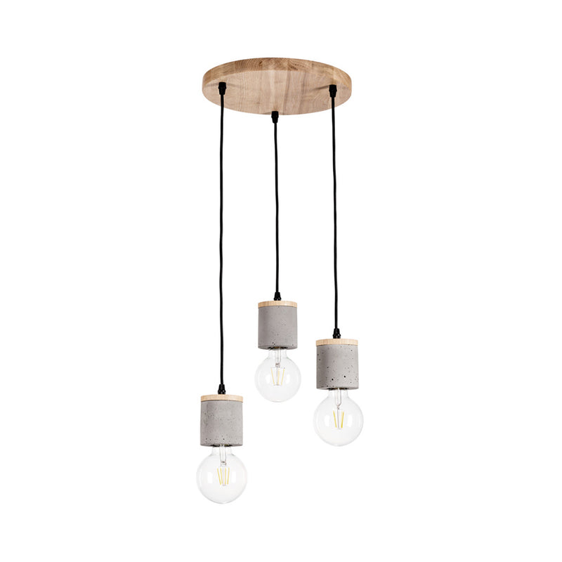 Cesar Pendant 3xE27 Max.60W Oiled Oak/Black/Gray