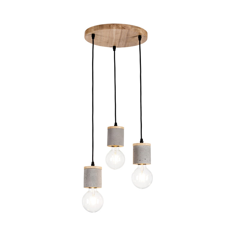 Cesar Pendant 3xE27 Max.60W Oiled Oak/Black/Gray