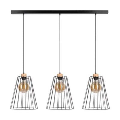 Swan Pendant Lamp 3xE27 Max.60W Black/Oiled Oak/Black PVC/Black