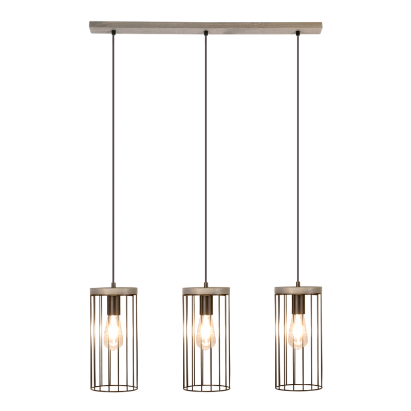 Lampadario a sospensione lineare Britop Lighting Timeo 3L E27, L 76cm