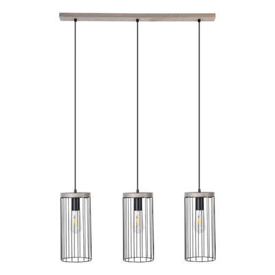 Timeo Pendant 4xE27 Max.60W Black/Oiled Oak/Black