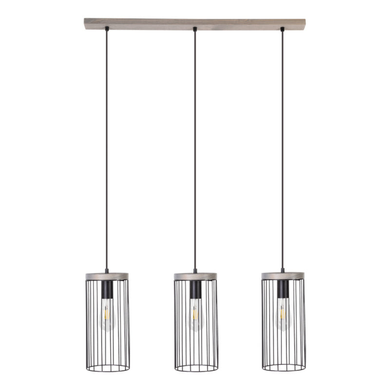 Timeo Pendant 4xE27 Max.60W Black/Oiled Oak/Black