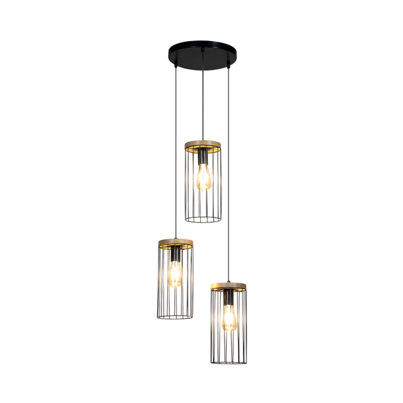 Timeo Pendant 3xE27 Max.60W Black/Oiled Oak/Black