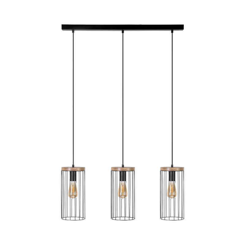 Timeo Pendant 1xE27 60W Gray Stained Pine/Black PVC/Black