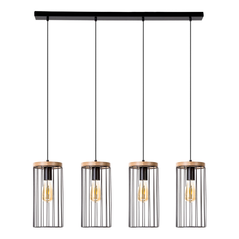 Timeo Pendant 3xE27 Max.60W Gray Stained Pine/Black PVC/Black