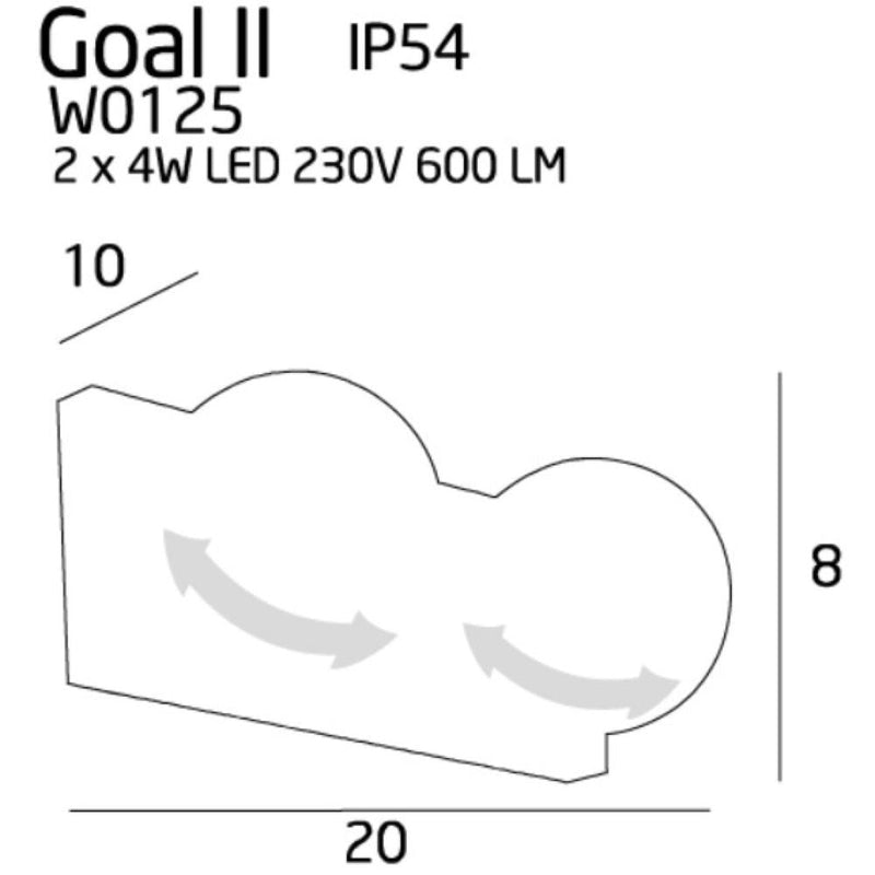 Maxlight Goal 2L korostusseinävalaisin LED, valkoinen