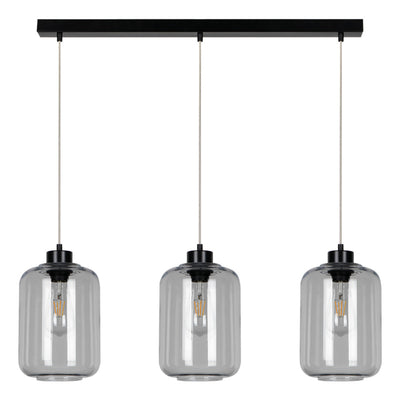 Tarro Pendant 3xE27 Max.60W Black/Transparent PVC/Smoked Glass